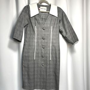 Sandy Liang Gray Plaid Midi Dress